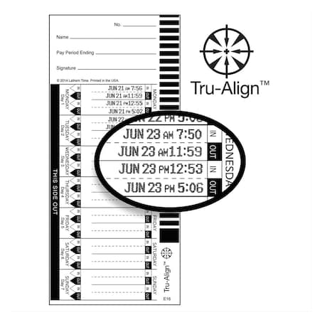 Lathem Time Time Card for Lathem, Model 1600E, PK100 E16-100